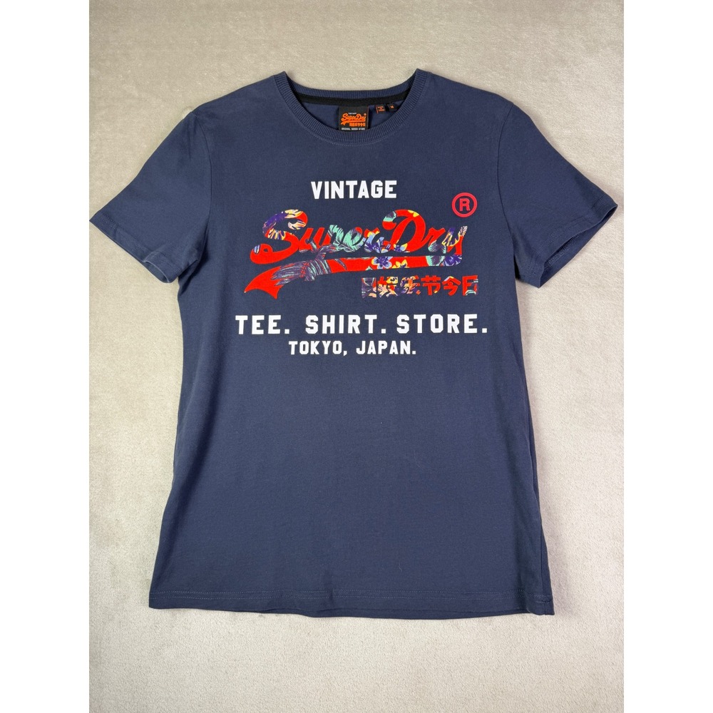 Superdry Vintage Tee Shirt Mens Medium Tokyo Japan Navy Blue Graphic T-Shirt - Picture 2 of 9